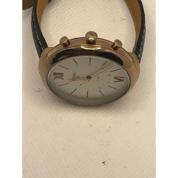 Fossil Q FTW5023 Womens Black Leather Analog Silver Dial Hybrid Smartwatch HK219 - Picture 6 of 9